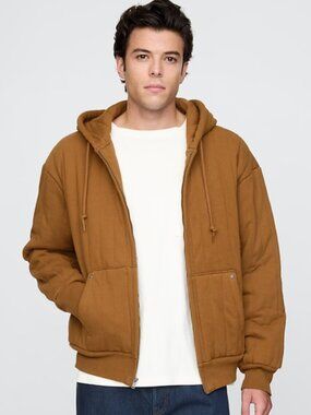 GAP Waffle-Lined Quilted Zip Hoodie Size L